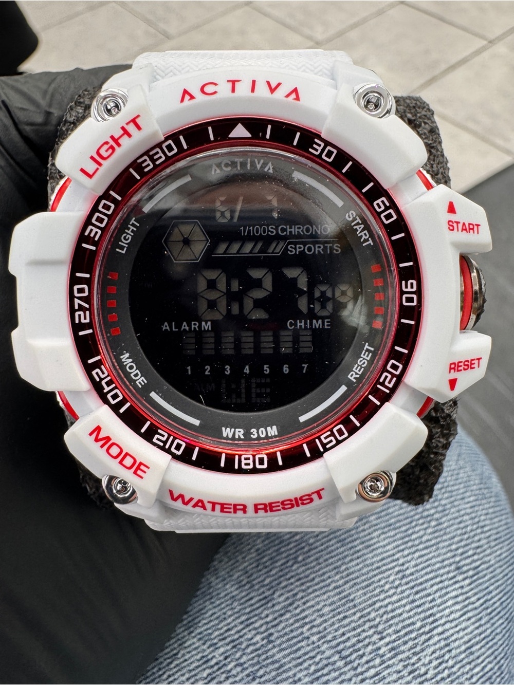 Ativa White and Red Digital Sports Watch